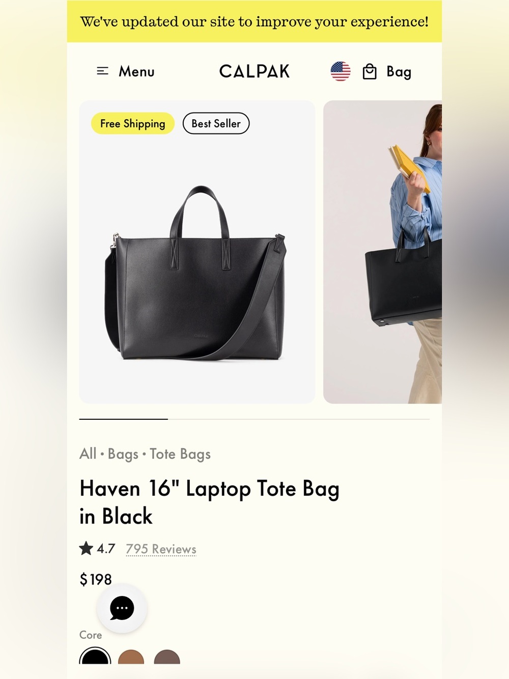 Calpak Black Haven 16" Laptop Tote